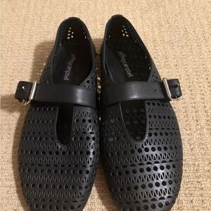 Jeffrey Campbell Black Perforated Loafers